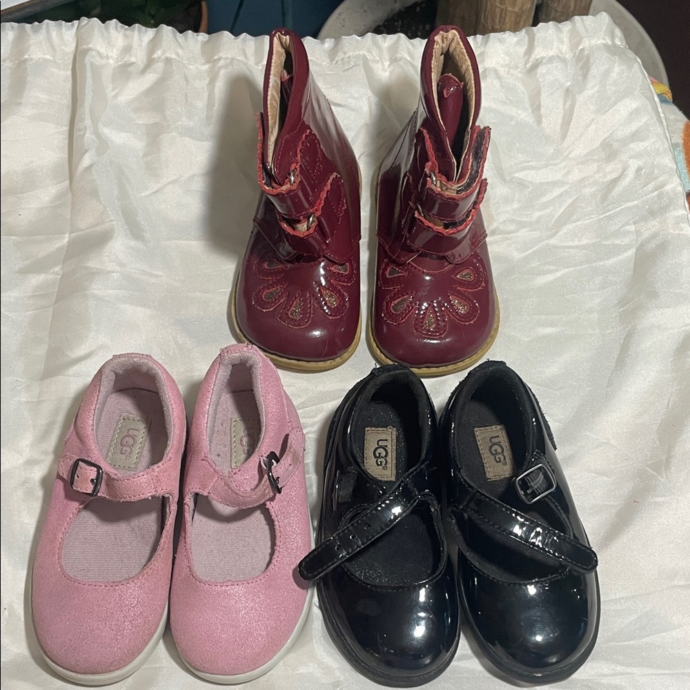 UGG and Livie & Luca Bundle Burgundy, Pink, and Black Girls Boots and Shoes